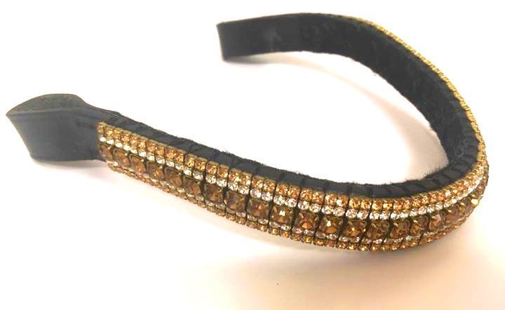 Saddlery Goods Horse Leather Browband with Gold Crystal