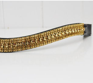 Saddlery Goods Horse Leather Browband with Gold Crystal