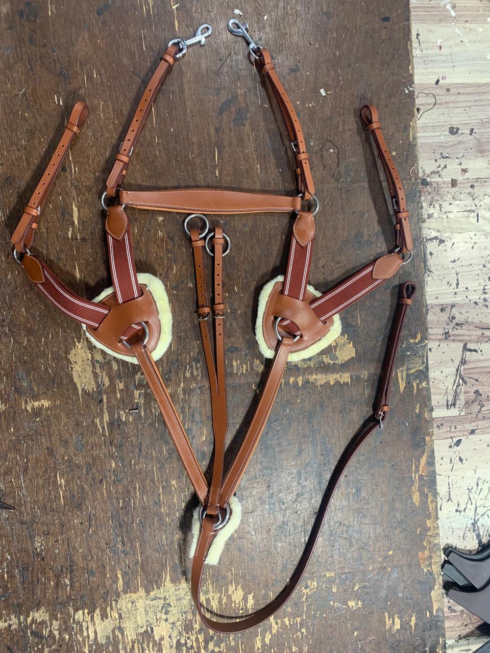 5 Point Saddlery Goods Point Leather Horse Breastplate Tan Color