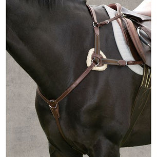 Saddlery Goods 5 Point Anatomical Horse Leather Breastplate Color Havana Brown and Black