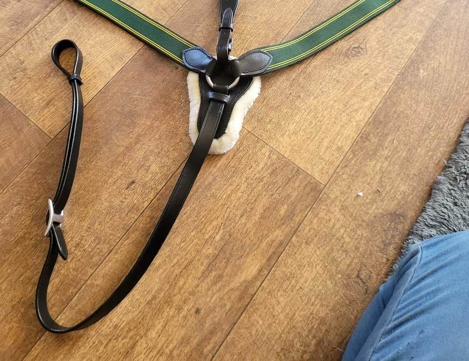 Saddlery Goods Green Elastic Breastplate Martingale with Running Attachment