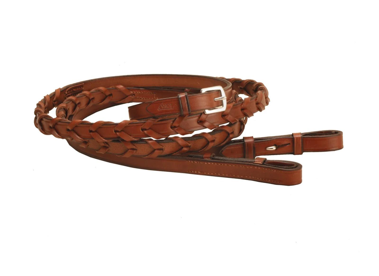 Saddlery Goods Leather Laced Rein with Stud Hooks