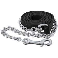 Saddler Goods Leather Lead with Single Brass Chain Color Silver & Gold Full Length 90 Inches