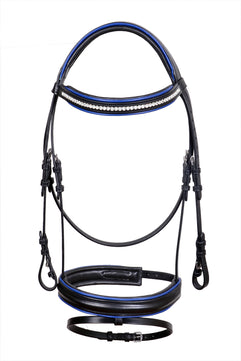 Saddlery Goods Horse Vegetable Tanned Leather Bridle Blue Piping With Web Reins