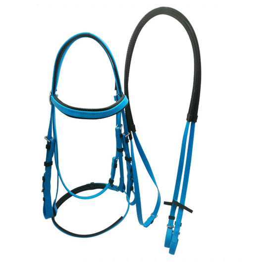 Pv-09 Horse Equipment Equestrians Horse Single Noseband PVC Bridles Color Baby Blue