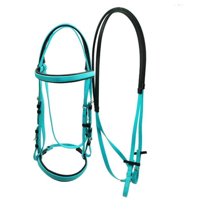 Pv-011 Bridle-Colorful PVC with matching Reins Color Turquoise Blue