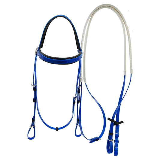 Pv-013 Factory Customized New Horse Rein Headstall Halter Adjustable Horse Riding Equipment PVC Waterproof Horse Bridle Royal Blue Color