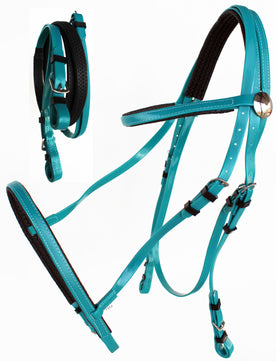 Pv-016 User-Friendly Turquoise Blue Western Style Racing Reins PVC/Nylon Horse Harness Bridle