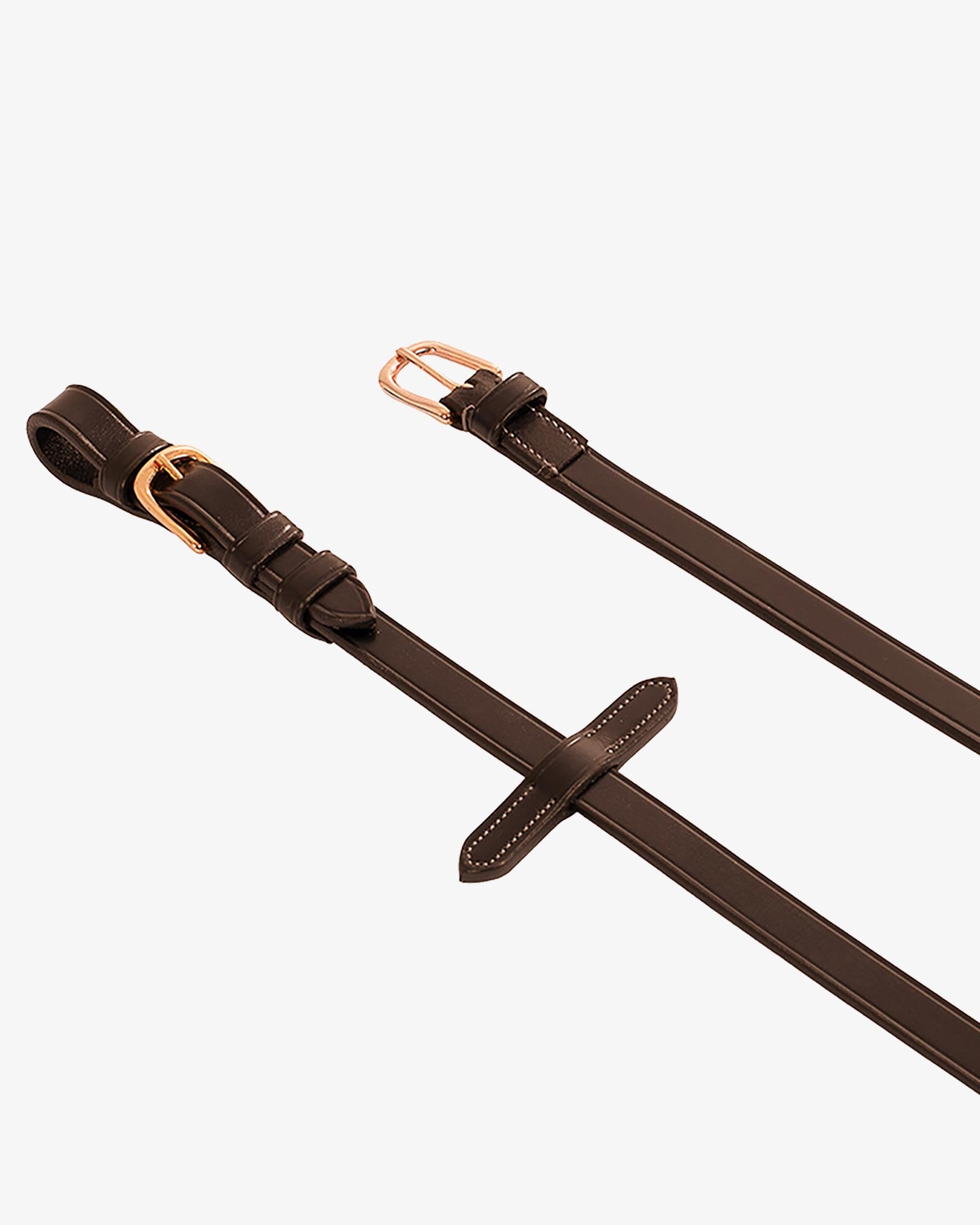 r-03 Saddlery Goods Leather and rubber reins with rose gold buckles