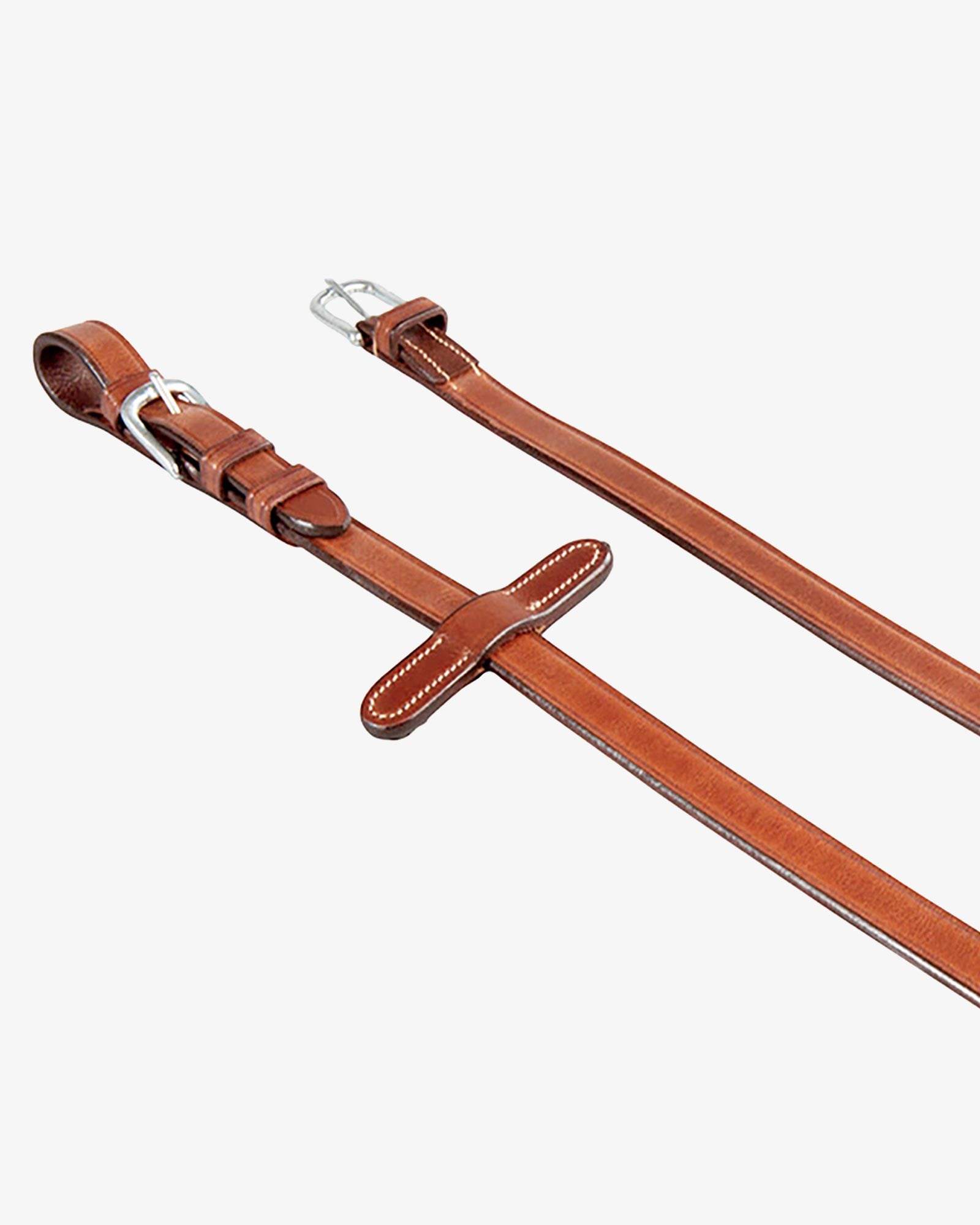 r-07 Saddlery Goods Leather and rubber reins for horse bridle cognac color