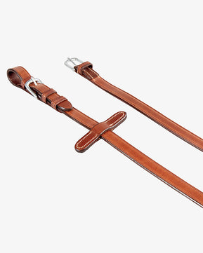 r-07 Saddlery Goods Leather and rubber reins for horse bridle cognac color