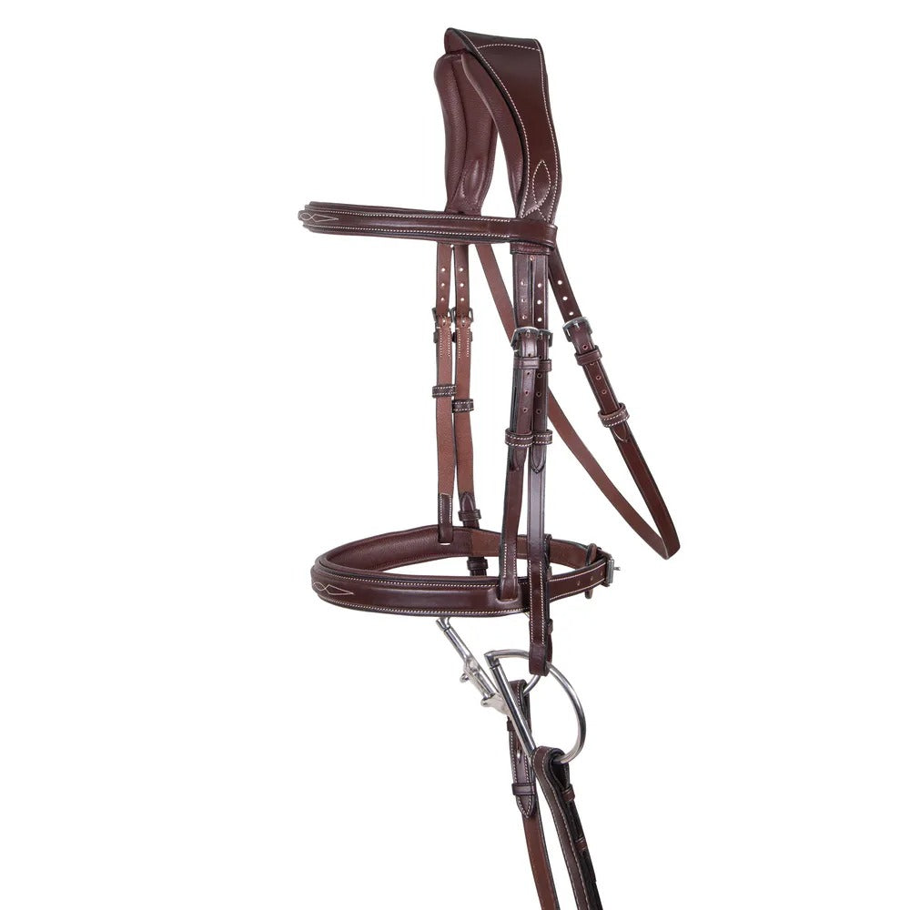 Saddlery Goods Padded Poll Relief Monocrown Bridle with Laced Reins