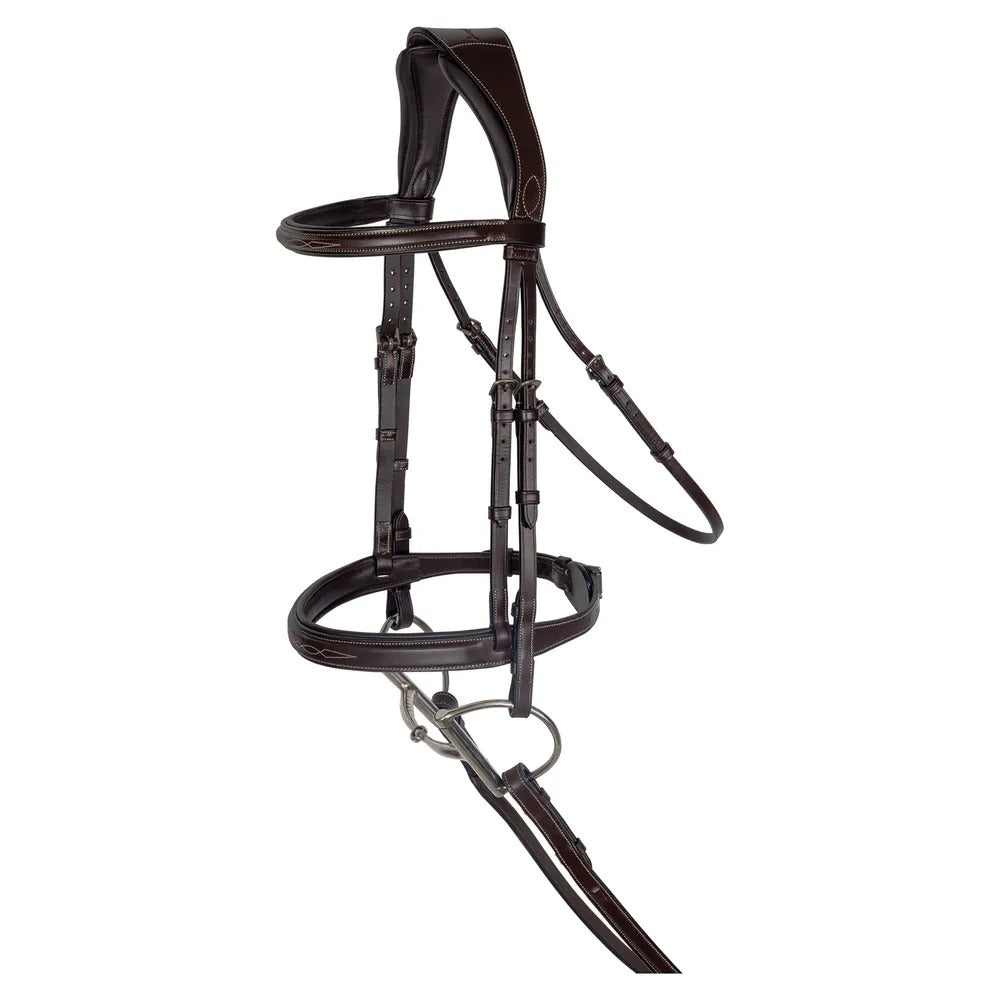 Saddlery Goods Padded Poll Relief Monocrown Bridle with Laced Reins