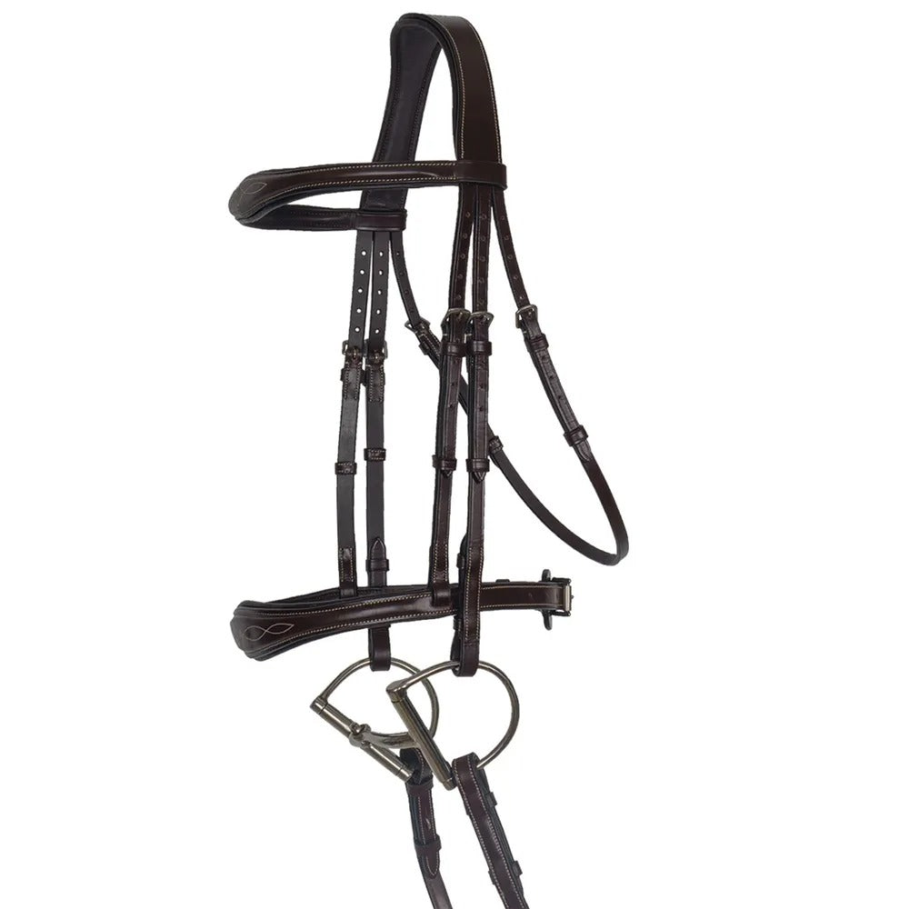 Saddlery Goods Shaped Padded Monocrown Bridle with Laced Reins