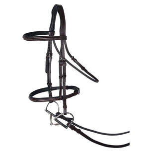 Saddlery Goods Raised Fancy Stitch Hunter Bridle with Free Reins