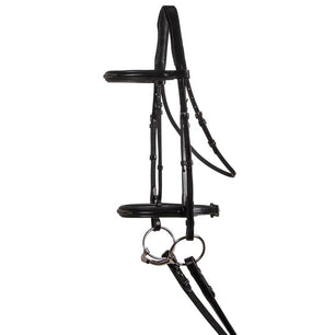 Saddlery Goods Hunter Classic Snaffle Bridle Black Color Leather with Laced Reins