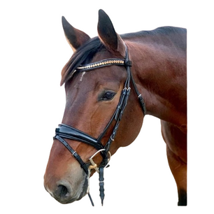 Sb-042 Saddlery Goods Black Patent Snaffle Conical Bridle