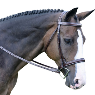 Sb-55 Saddlery Goods Braided Hunter Bridle with Reins Raised | Includes Matching Laced Reins for Horses | Handcrafted Tradition | Chestnut Raised Bridle