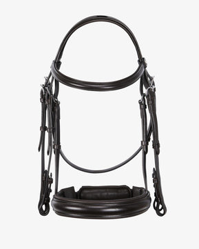 Sb-59 Saddlery Goods Leather dressage bridle with reins brown