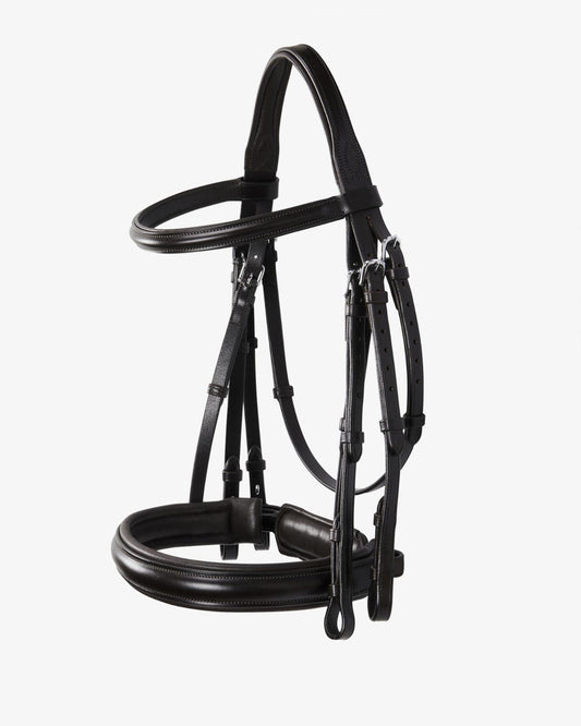 Sb-59 Saddlery Goods Leather dressage bridle with reins brown