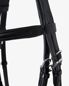 Sb-60 Saddlery Goods Leather dressage bridle with reins black