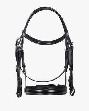 Sb-60 Saddlery Goods Leather dressage bridle with reins black