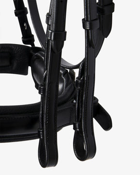 Sb-60 Saddlery Goods Leather dressage bridle with reins black