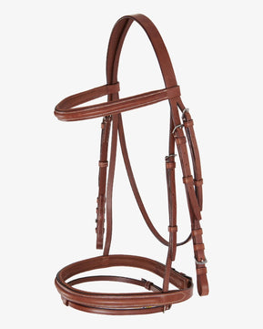 Sb-61 Saddlery Goods Leather English Bridle ridle with rubber reins color cognac