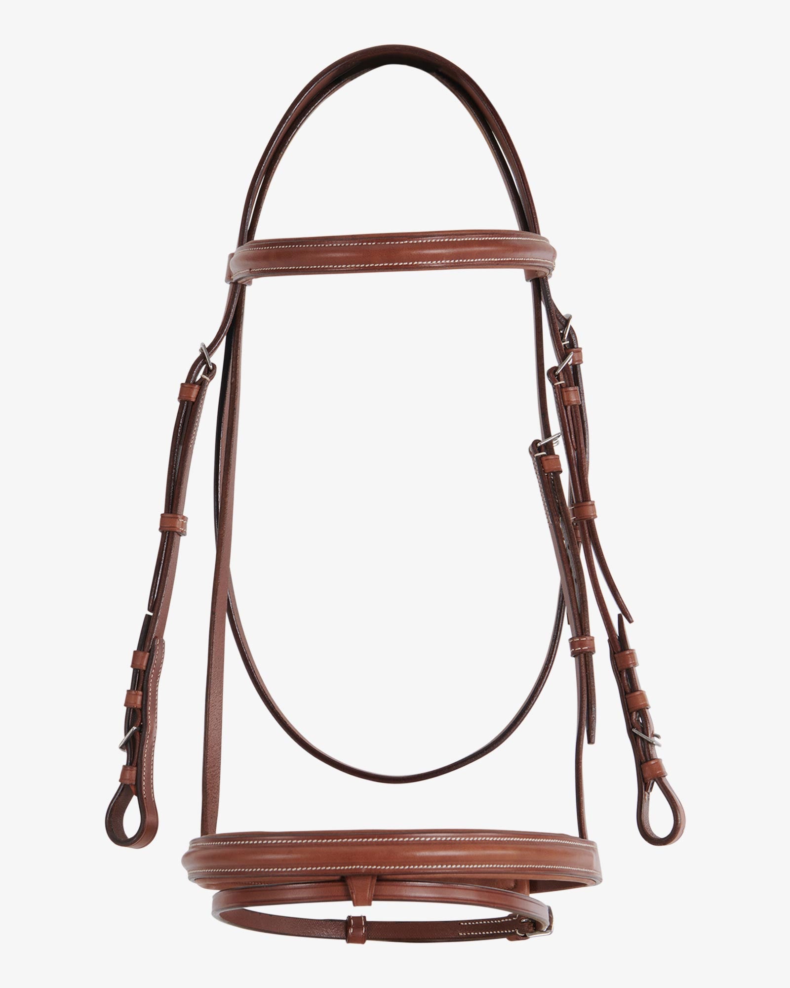 Sb-61 Saddlery Goods Leather English Bridle ridle with rubber reins color cognac