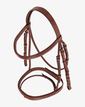 Sb-61 Saddlery Goods Leather English Bridle ridle with rubber reins color cognac