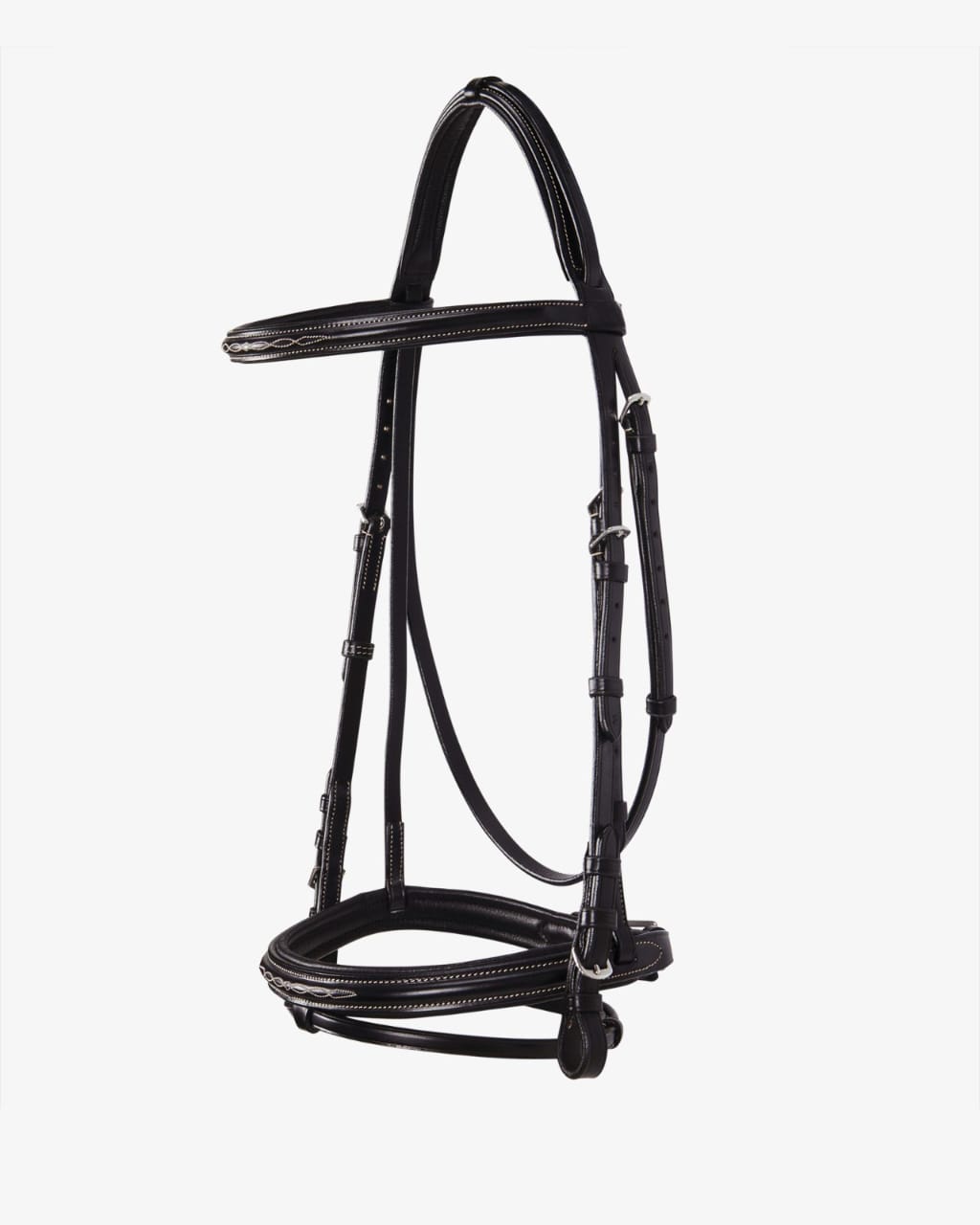 Sb-63 Saddlery Goods Anatomic Leather bridle embroideries with rubber reins