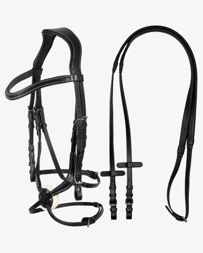 Sb-67 Saddlery Goods Horse Mexican Leather Bridle Black with reins