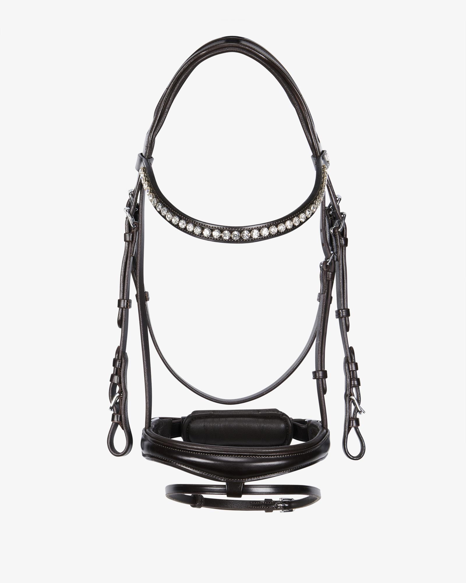 Sb-70 Saddlery Goods Leather Bridle with Glitter Crystal Noseband with Pull-Back Closure HAVANA