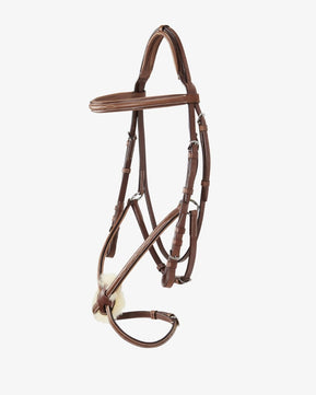 Sb-71 Saddlery Goods Bridle with Mexican Noseband and Synthetic Sheepskin COGNAC