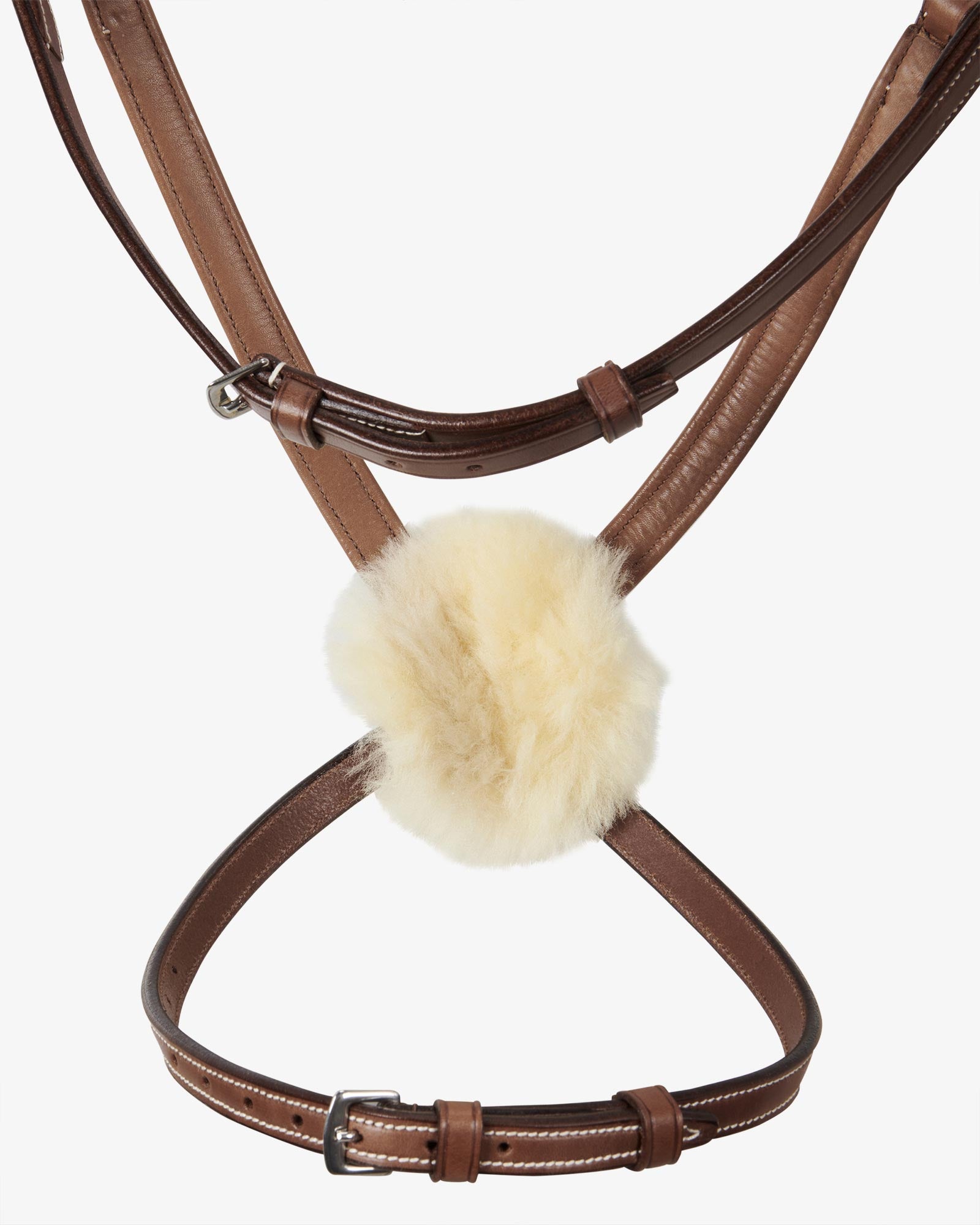 Sb-71 Saddlery Goods Bridle with Mexican Noseband and Synthetic Sheepskin COGNAC