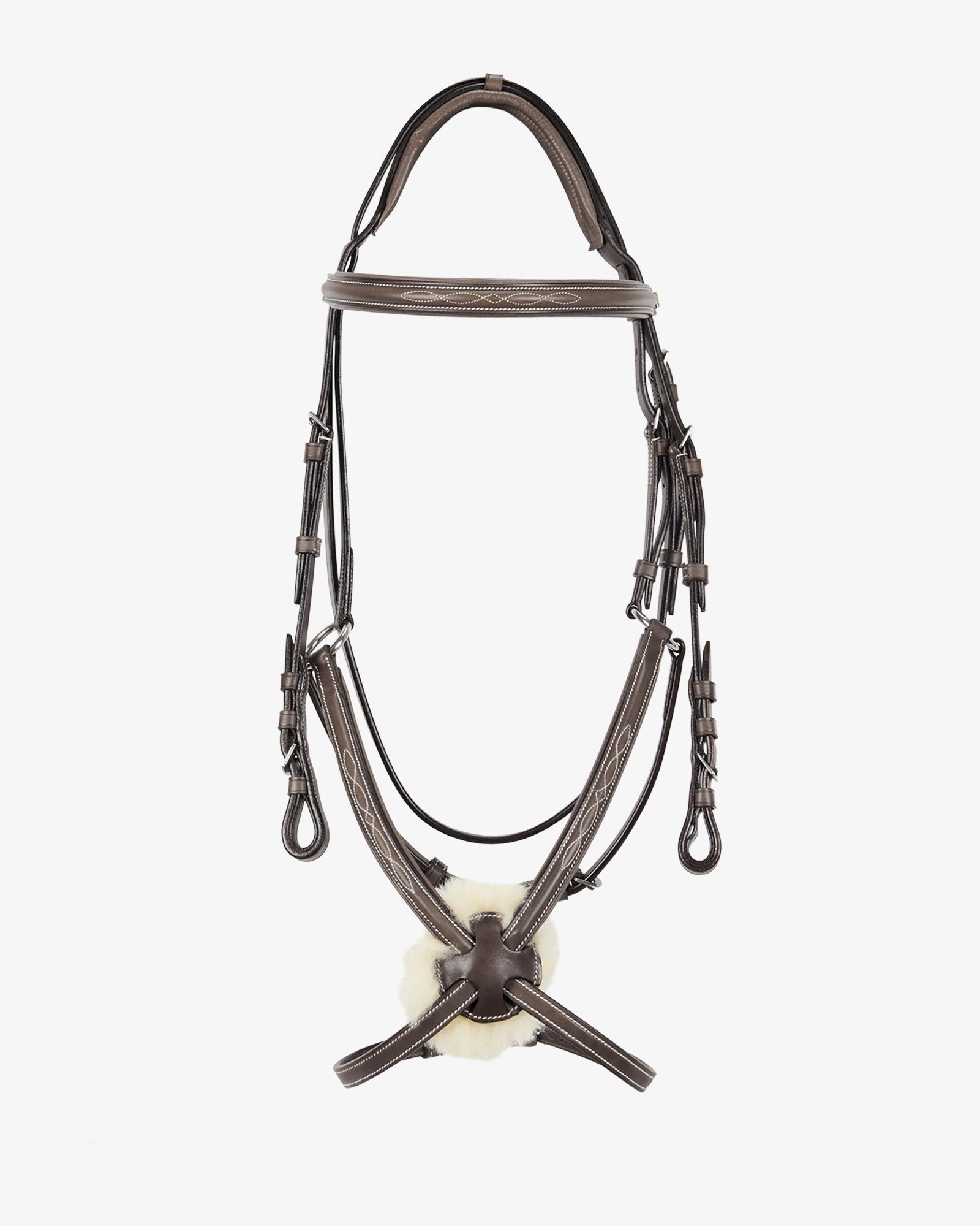 Sb-73 Saddlery Goods Bridle with Mexican Noseband and Synthetic Sheepskin BROWN