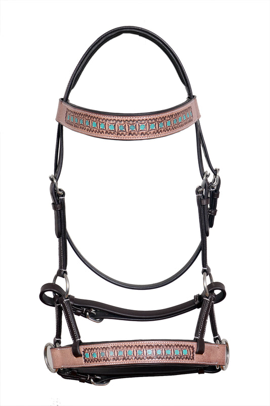 Saddlery Goods Fancy Tooled Sidepull Western Horse Bridle