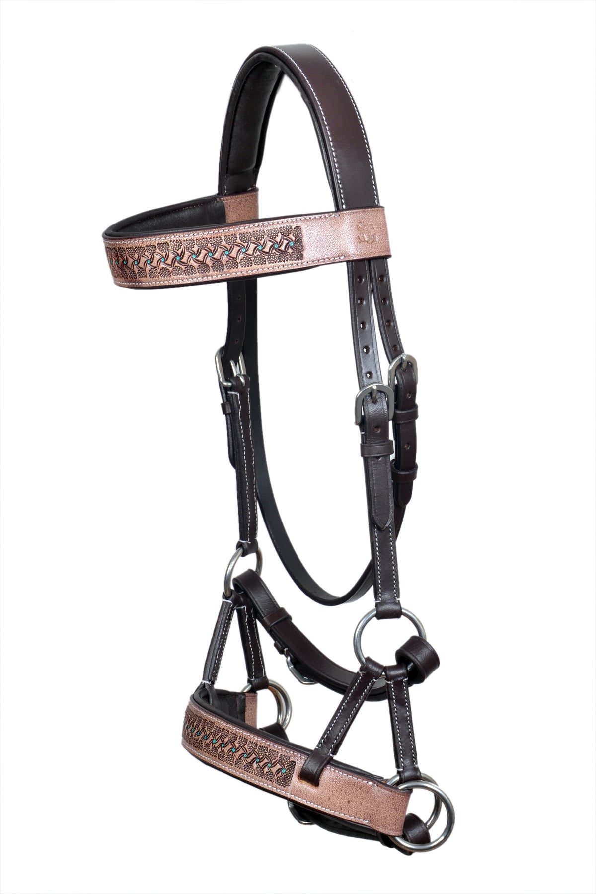 Saddlery Goods Fancy Tooled Sidepull Western Horse Bridle