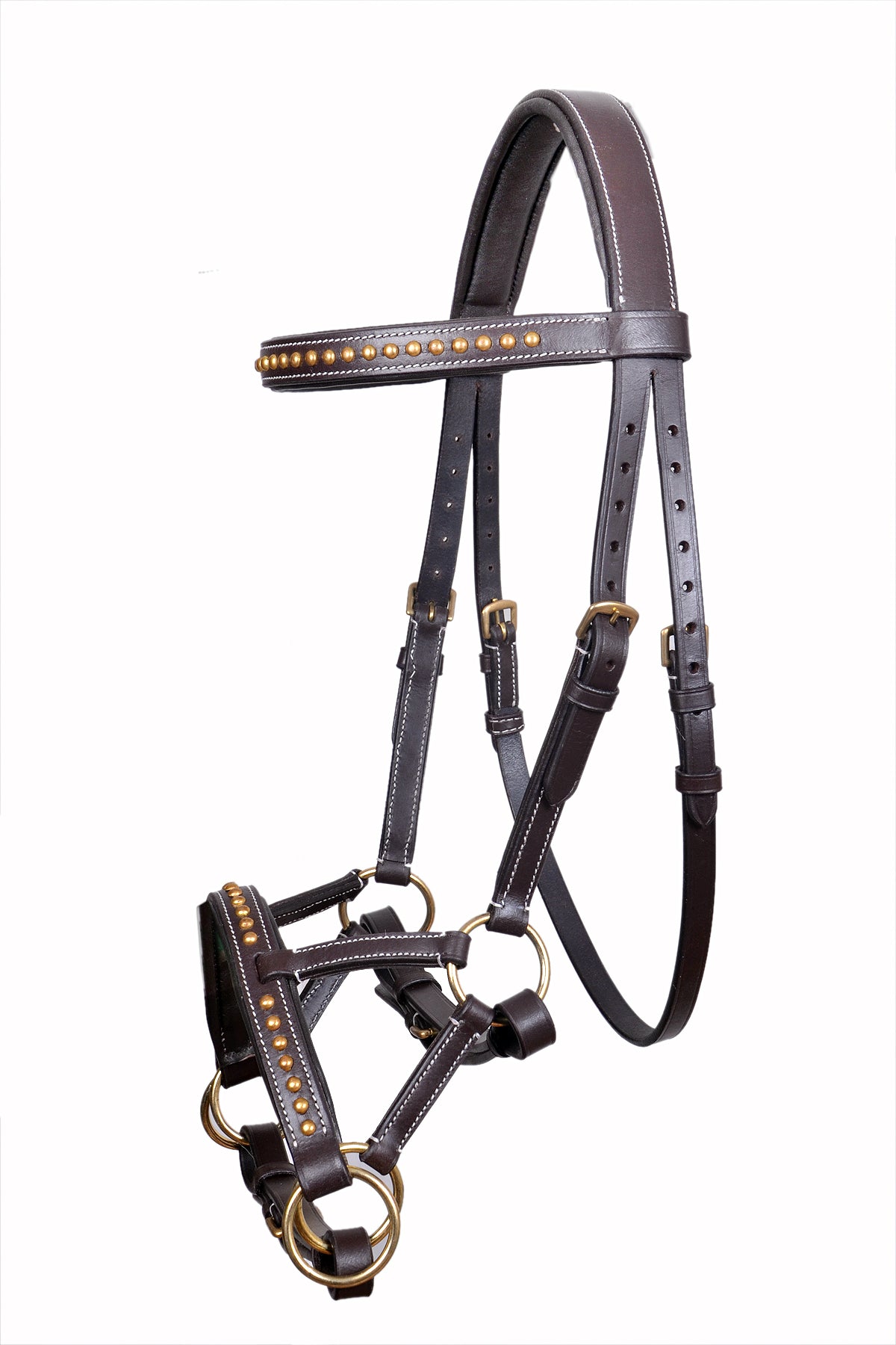 Saddlery Goods Horse Western Leather Bitless Training Side Pull Bridle with Brass Hardware