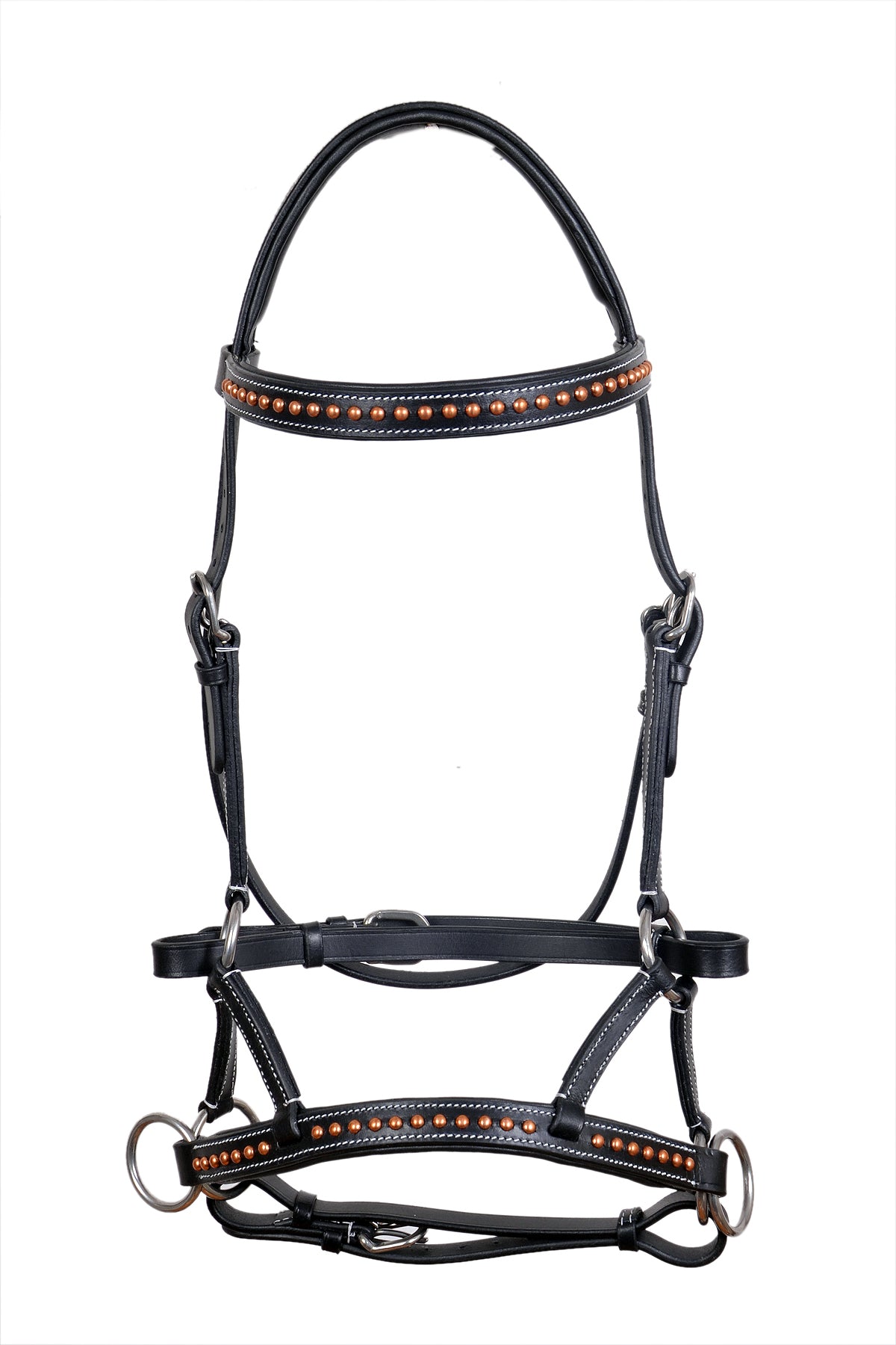 Saddlery Goods Horse Western Leather Bitless Training Side Pull Bridle with Brass Hardware