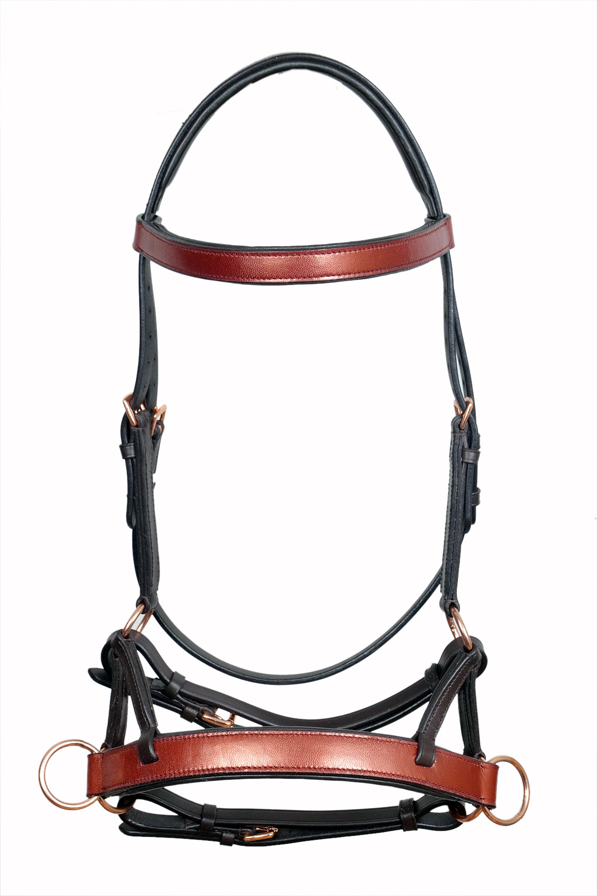 Saddlery Goods Side Pull Western Leather Bridle For Horses Rose Gold Bridle Hardware