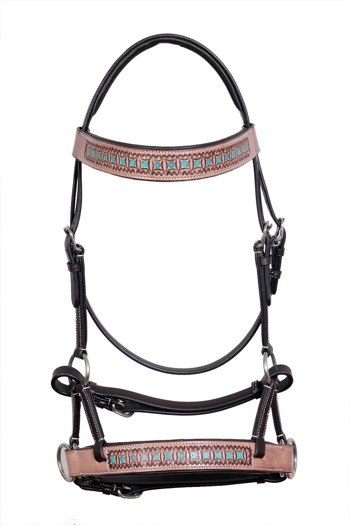 Saddlery Goods Horse Western Leather Antique Floral Tooled Bitless Sidepull Bridle Color Brown