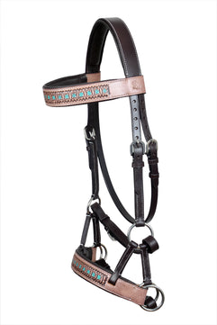 Saddlery Goods Horse Western Leather Antique Floral Tooled Bitless Sidepull Bridle Color Brown